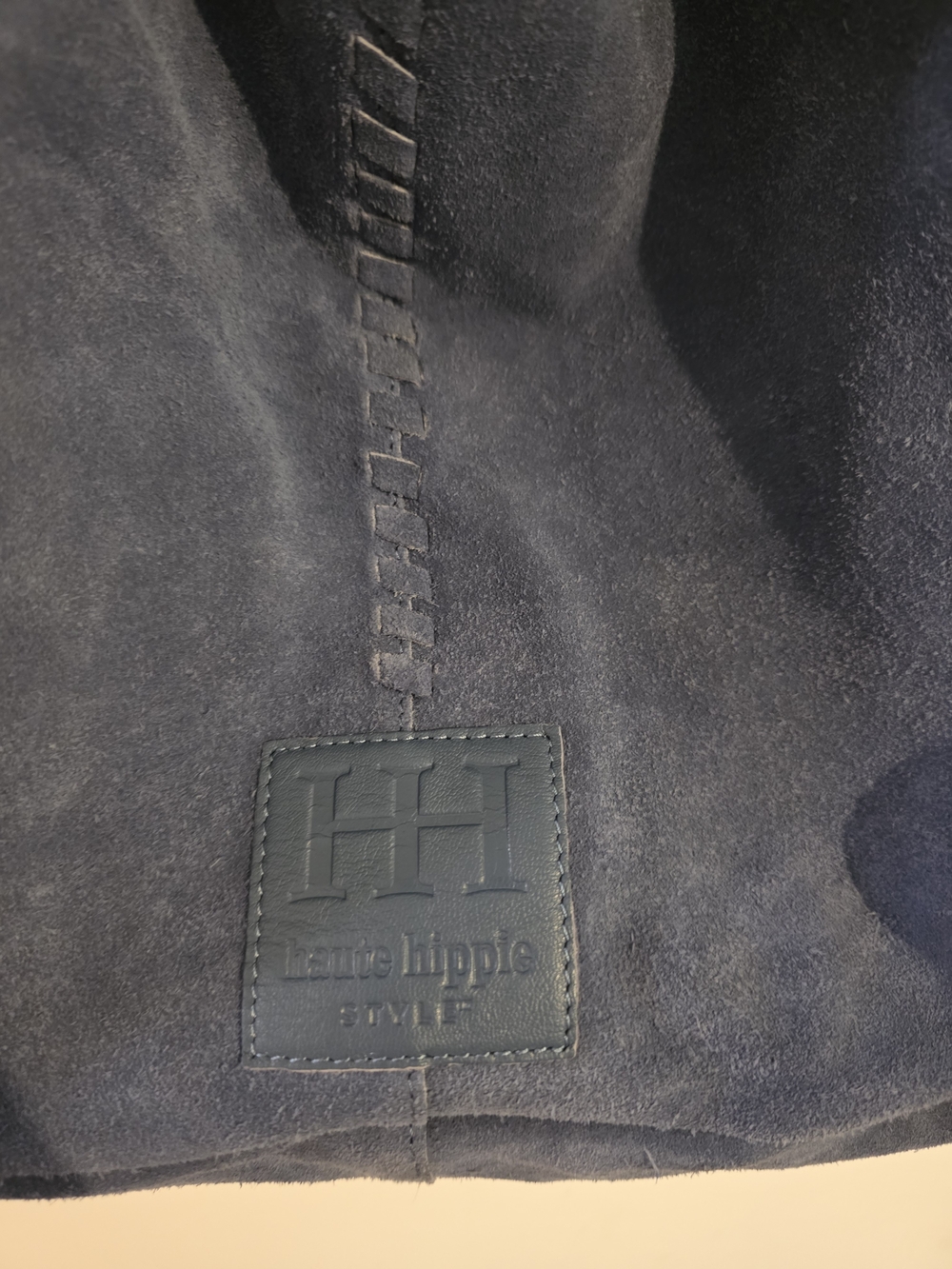 Haute Hippie Blue Leather Suede Slouch Boho Style Shoulder Bag Tote NWOT - Picture 2 of 4